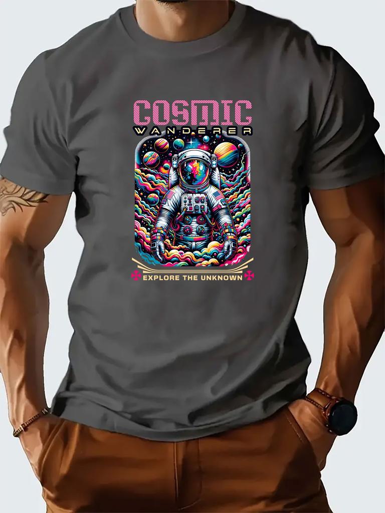 Astronauten-Grafik bedrucktes kurzärmeliges Luxus-Baumwoll-T-Shirt Sommer Unisex Männer Frauen Lässig Locker Mode Trendige Kleidung