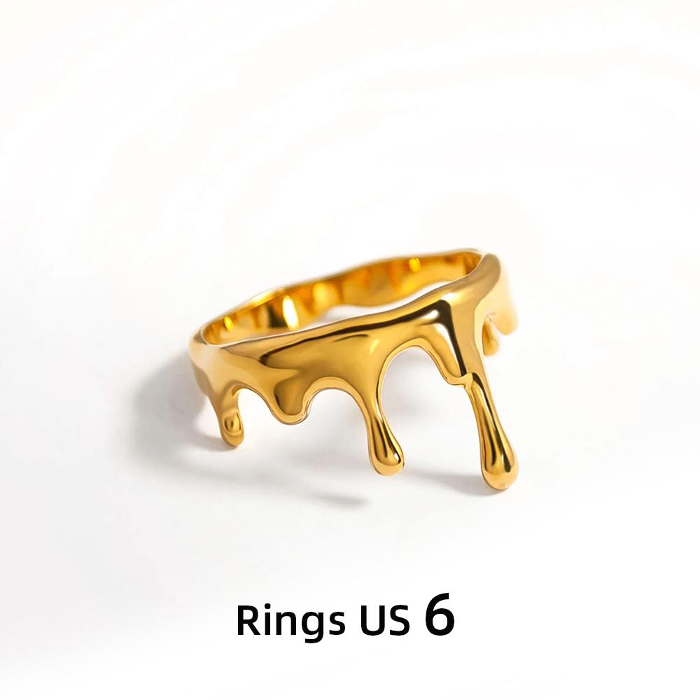 

Minimalist Gold Plated Irregular Lava Style Rings for Women Geometric Gold Color Metal Finger Ring Waterproof Jewelry