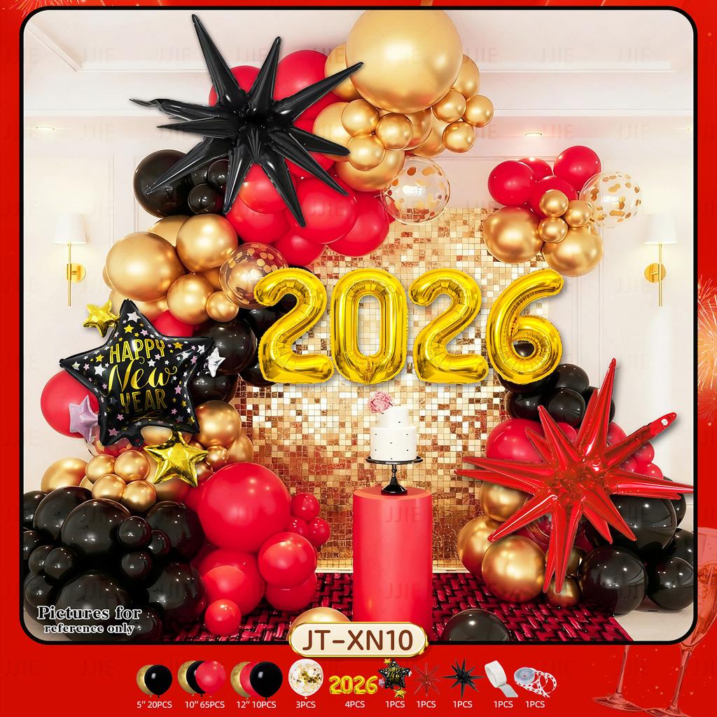 Red, Black And Gold Arch Balloon Set Thickened Birthday Decorations Party Metal Balloon Set