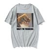 Wait Lm Thinking Funny Cat Meme Tee Shirt Unisexs Unisex Clothing Fashion Humor Trend Tshirts Casual Oversized T Shirt Streetwear