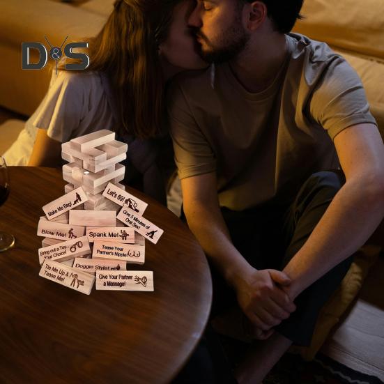 Dejting Klossar Torn Set Vuxna Utmaningar Stapelbart Byggklossar Set Klosstorn Staplingsspel för Par Dejtkväll