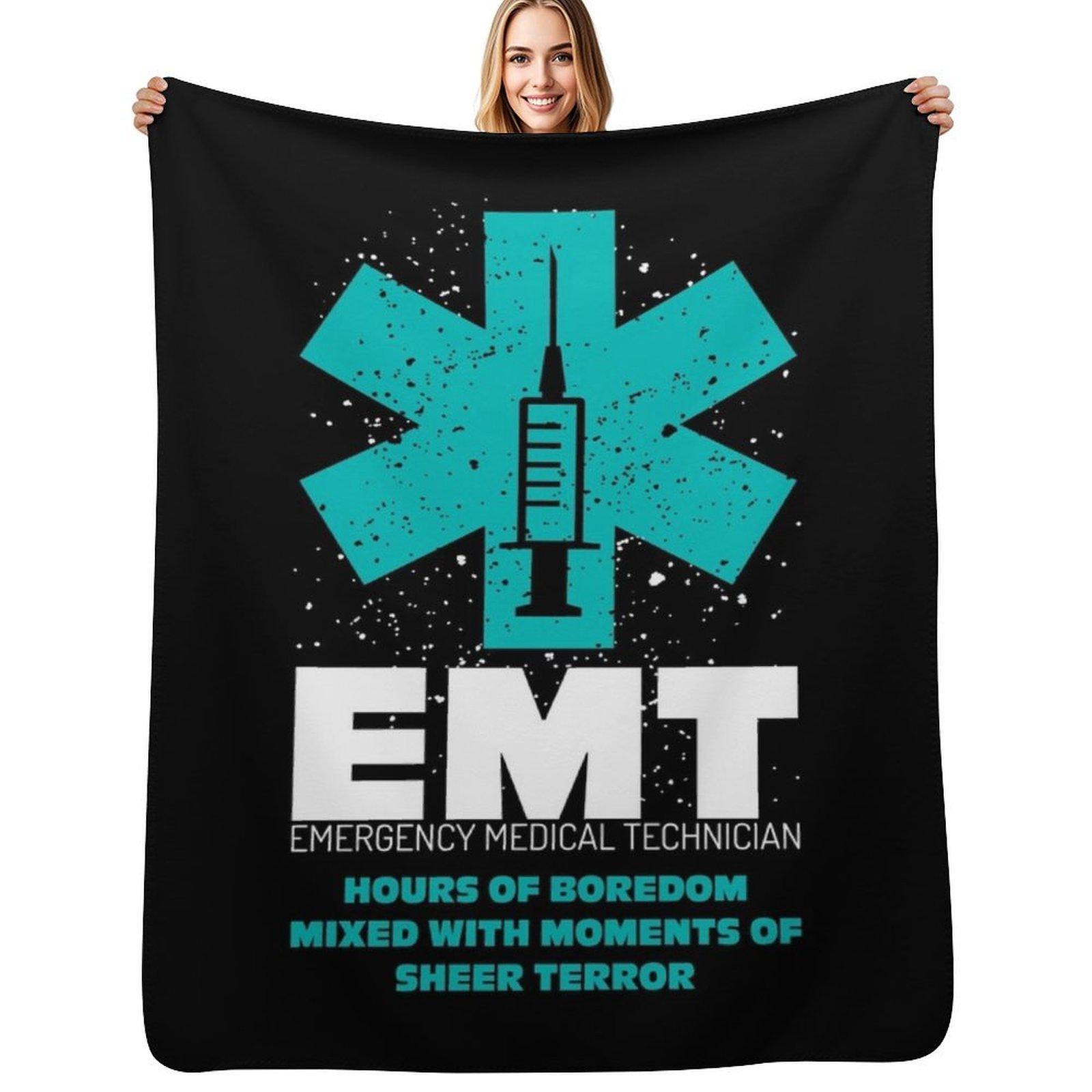Emergency Medical Technician EMT First Responder Shirt Throw Blanket Color Fast Cozy Throw Blanket 102x76cm(40x30in)