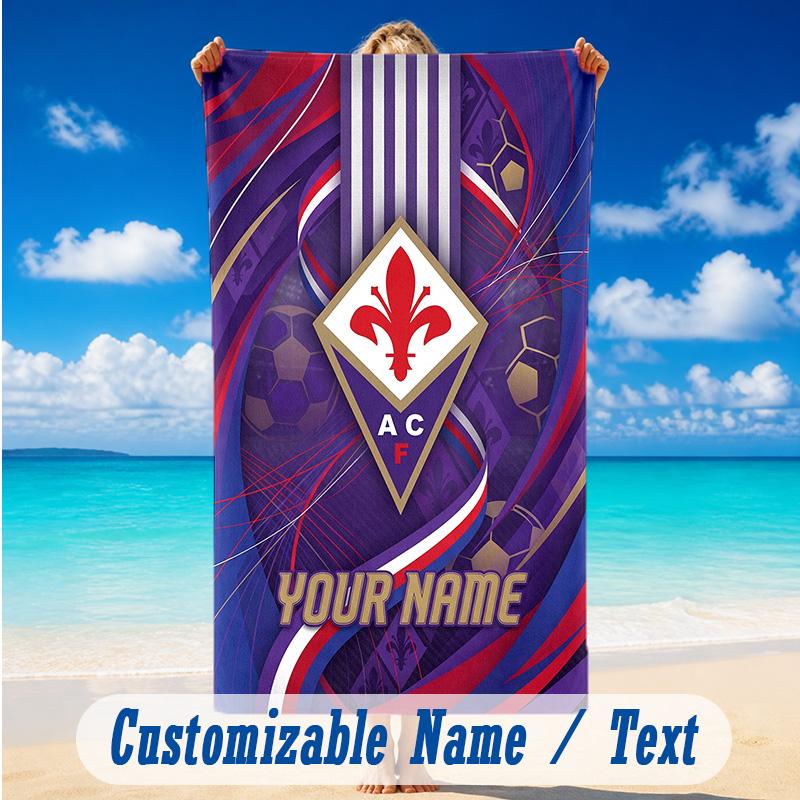 Beach Towel Custom Name Text, Quick Dry Large Towel For Beach HomeFiorentina FC