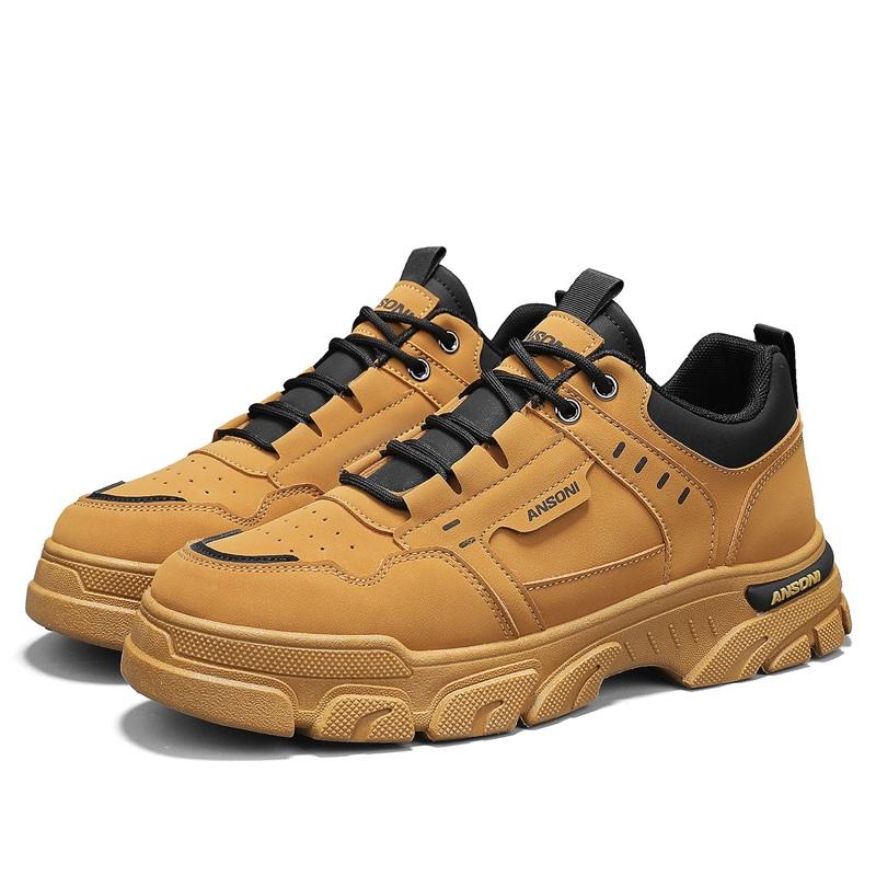 

New Color Matching High Heels Men s Boots Autumn New Outdoor Sports Tourism Trend Increase High Tie Men s Boot Teen School Shoes 44 жёлтый