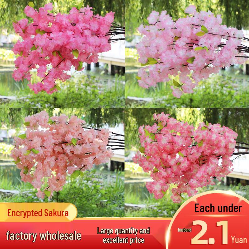 Artificial Cherry and Peach Blossom Branches for Indoor/Outdoor Decoration, Wedding Decor, Pear Flowers, Faux Silk Ceiling Rattan