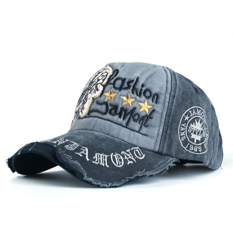 

3D Embroider Indian Washed Baseball Cap Men s Patchwork Cotton Baseball Cap Peaked Cap Cross-Border Hot Black