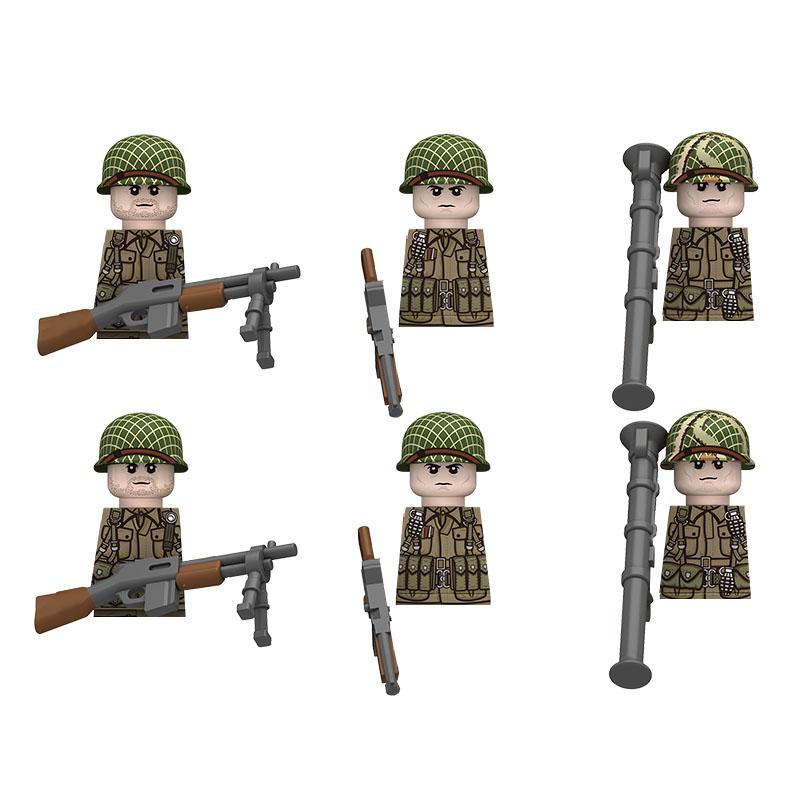 Military Soldier Figure Building Blocks British US French Army Weapons 101 Airborne Division Officer Infantry M1 Toys Gifts D126