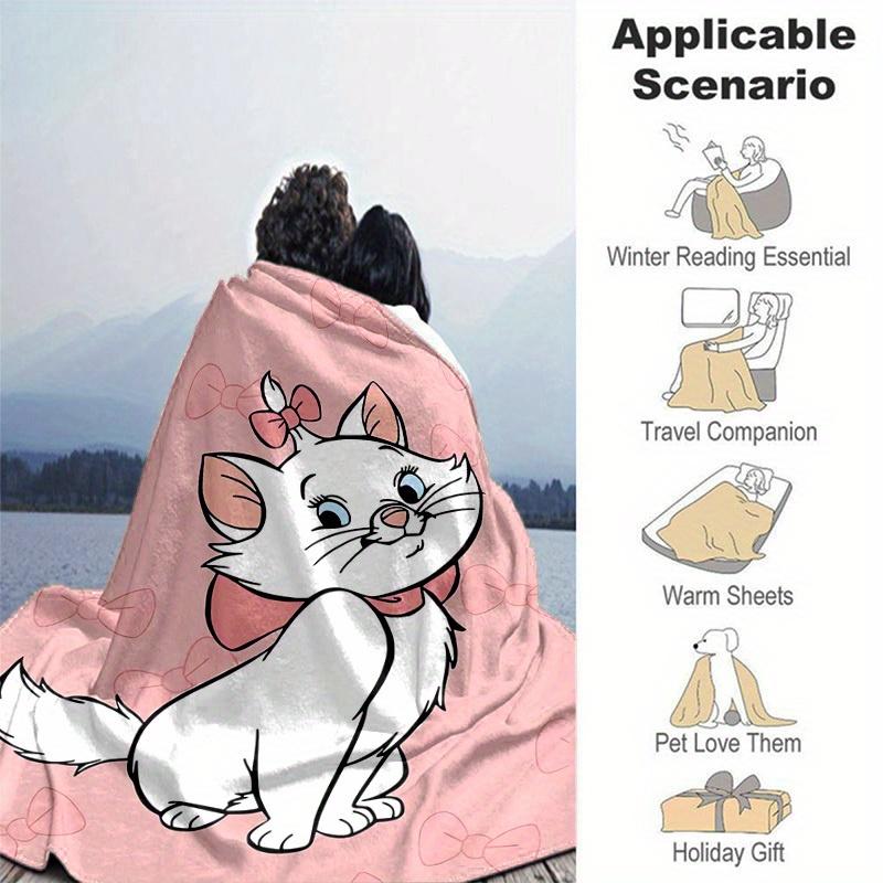 1PC Cute Cartoon Cat Design Blanket, Seasonal Universal, Home Decoration, Throw Blankets, Couch Sofa, Soft Flannel Throw Blanket, Versatile