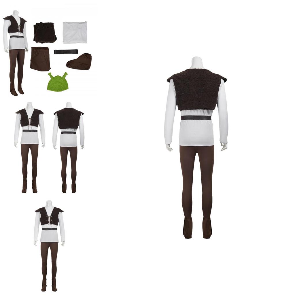 Shrek Cosplay Attire In Polyester Fabric For Halloween Costume Party Use