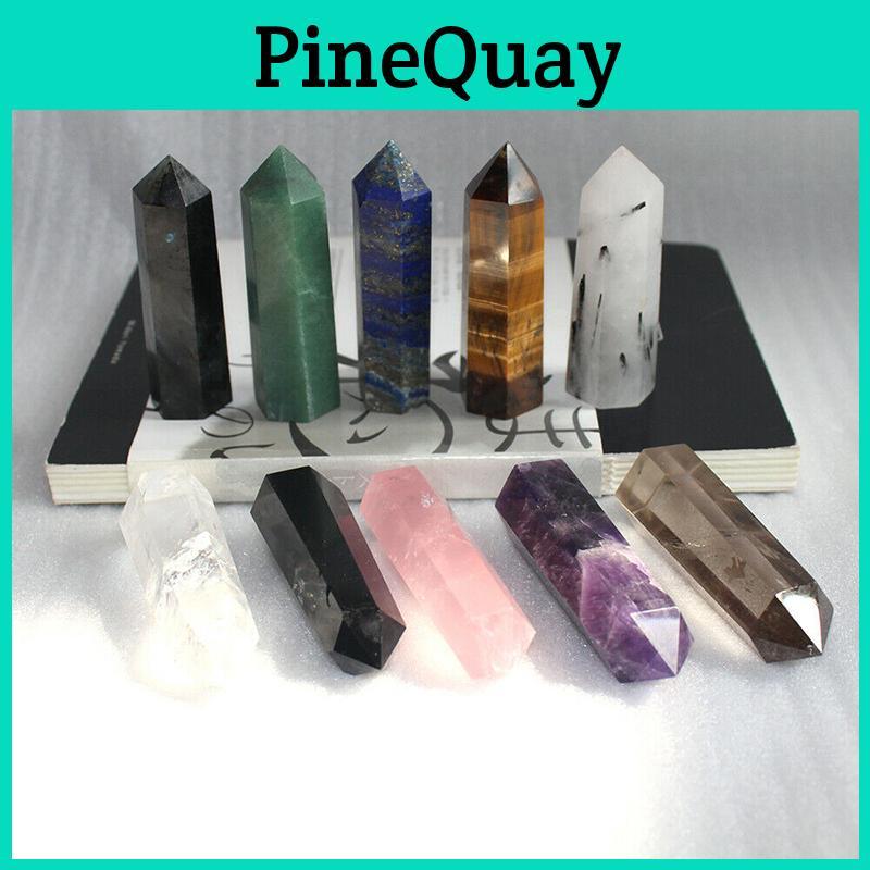 Hexagonal Wand Natural Quartz Crystal Point Obelisk For Reiki And Home Decor