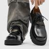 38-46 Black Trendy Men's Leather Shoes Luxury Designer Style Outdoor Street Daily Thick Soled Work Shoes Quality Lace Up
