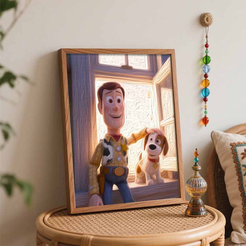 Disney Toy Story Sheriff Woody and Puppy Digital Oil Painting Art Kit Hand Painted Home Decor