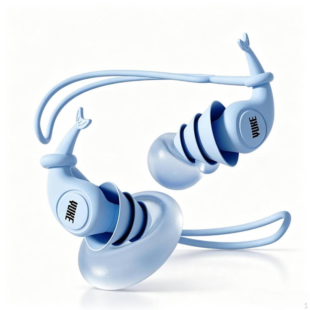 Swimming Earplugs with Cord Waterproof Swim Soft Silicone Flanged Earplug for