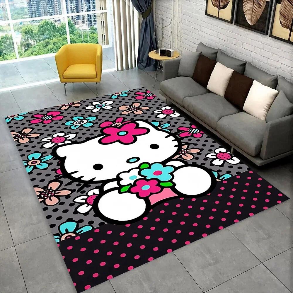 Sanrio Cartoon Girl Carpet New Hello Kitty Cat Rug for Bedroom Living Room Home Sofa Decor Children Crawling Mat