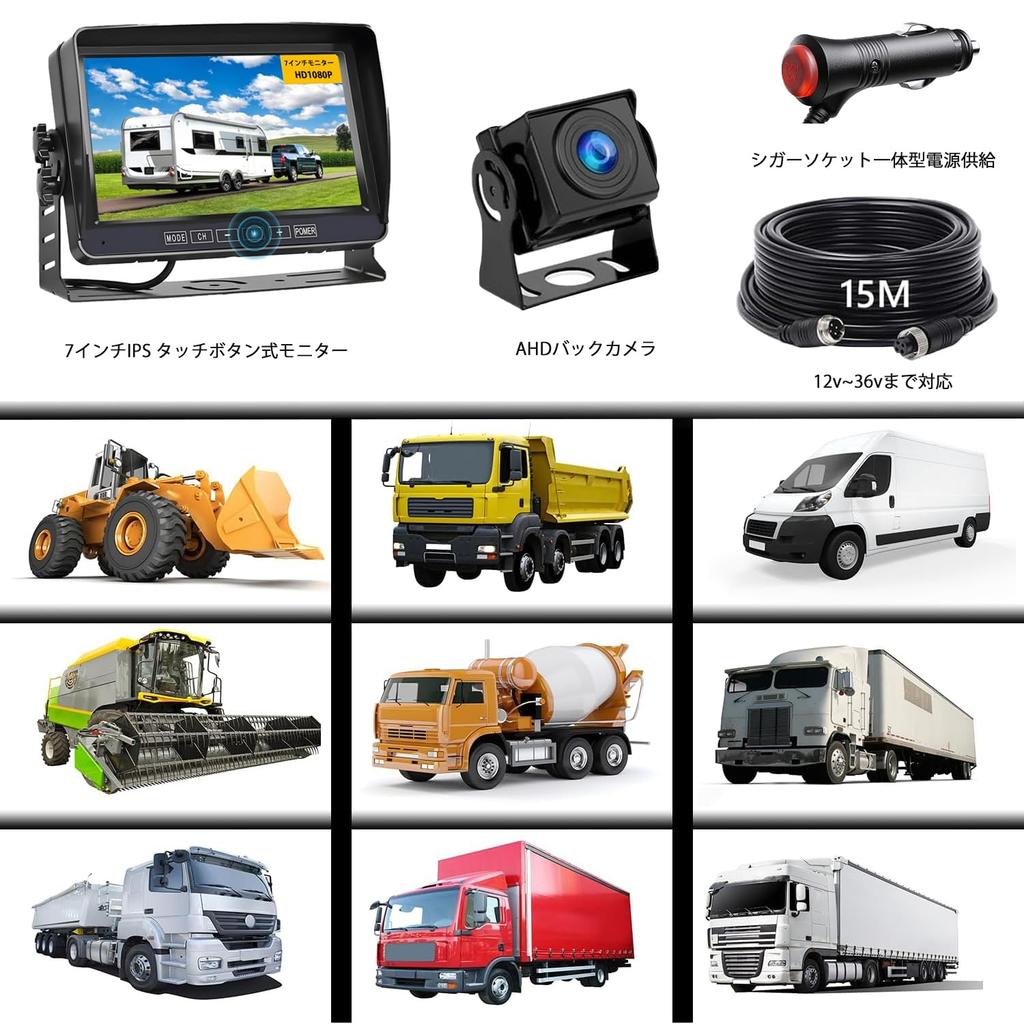 SEMHALF AHD Backup Camera Monitor Dual IPS LCD Ultra Night IP69 Dustproof and Guide Line Switchable Normal and Mirrored Compatible with 12V To Wide