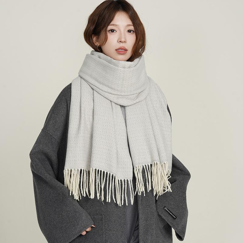 Scarf Exquisite in Honeycomb Mid Length Tassel Shawl High End Cold Proof and Warm Versatile Couple Student Scarf