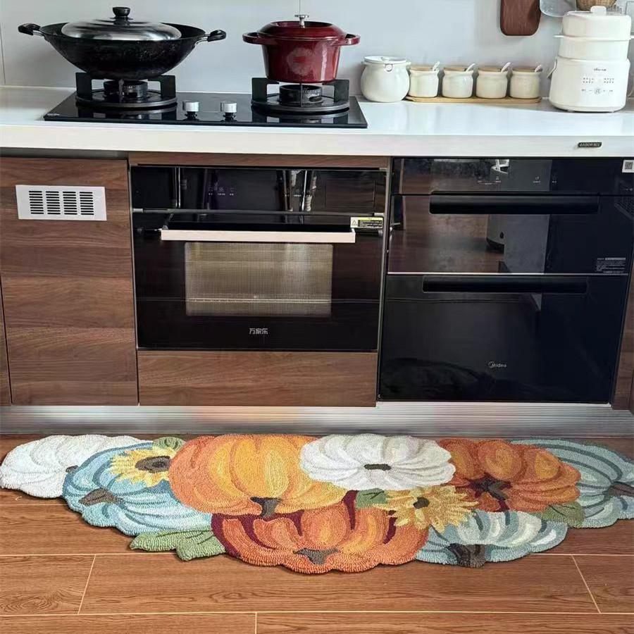 Colorful Pumpkin Door Mat American Retro Kitchen Rug Bedroom Decoration Floor Mats Hand-woven Polypropylene/Polyester