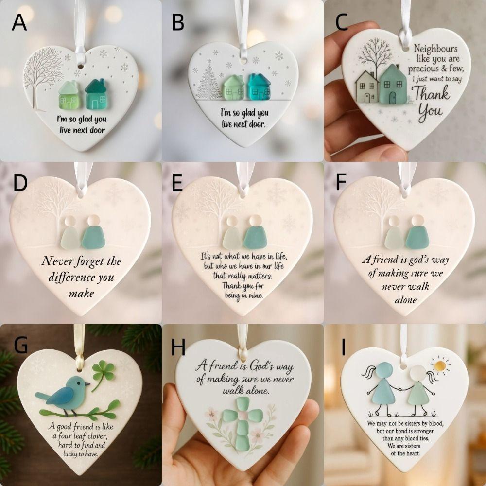 Heart-Shaped Sea Glass Friendship Decor Timeless Craft Christmas Tree Hanging Ornaments Handmade