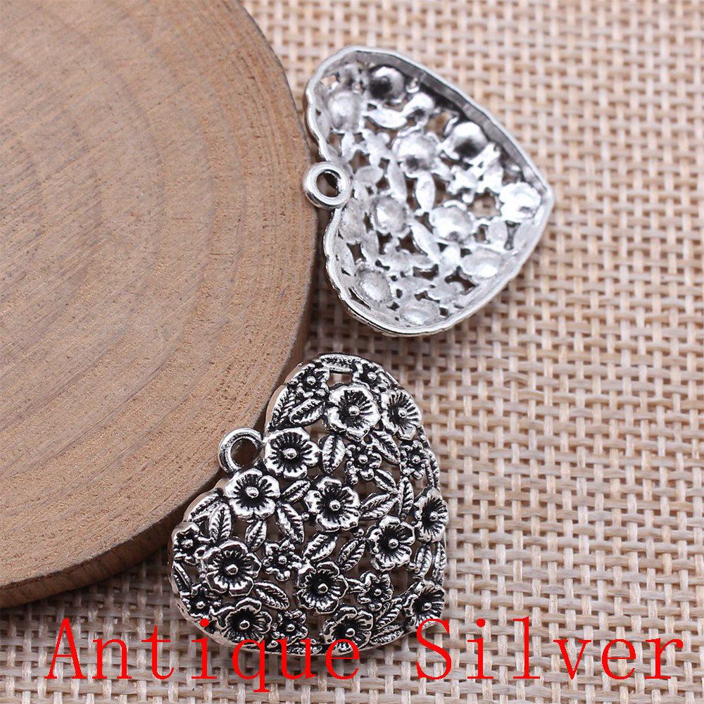 Big Heart Shaped Charms Pendant For Bracelet Necklace Jewelry Making Craft Findings