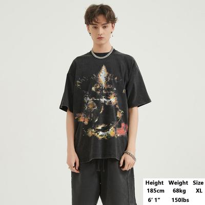 Streetwear Retro Future Warrior Graphic Washed Black Oversized Unisex T-Shirt
