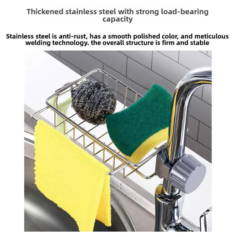 Sink Rack for Holding Items, Water Drain Storage Shelf, Kitchen Sink Drain Basket, Drain Rack for Drying Cloths, Hole-free Rack for Drying Towels