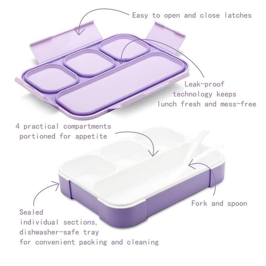 Bento Boxen 33.8oz Tragbare Lunchbox mit Deckel 4-Fach Lunchbehälter Musterdesign Lebensmittelbehälter für Büro Schule