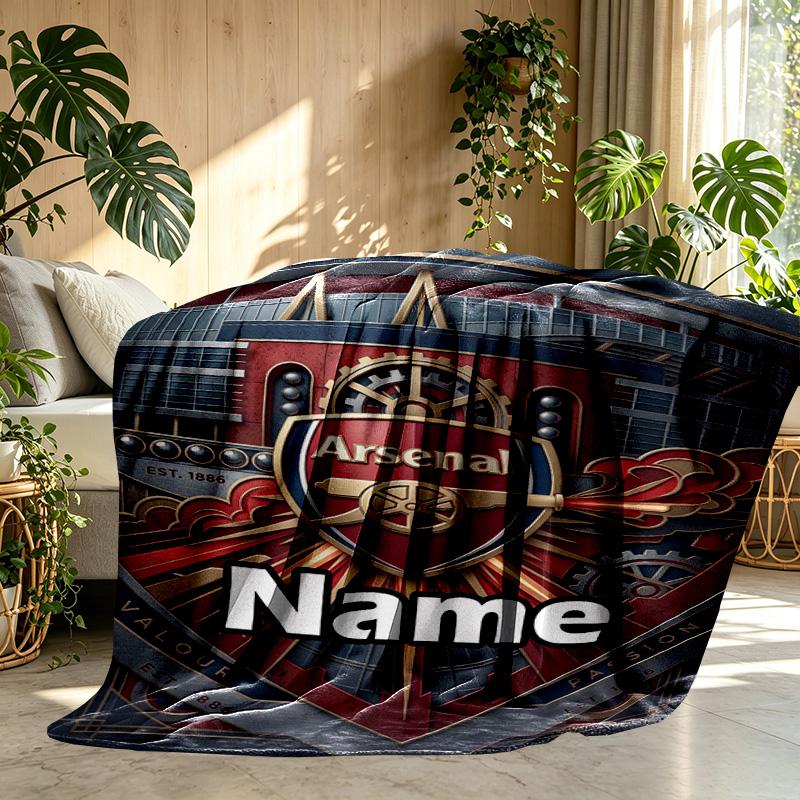 Custom Name Personalized Arsenal F.C Print Blanket, Home Decor, Bedroom, Sofa, Camping, Couch, Gifts for Birthday Christmas