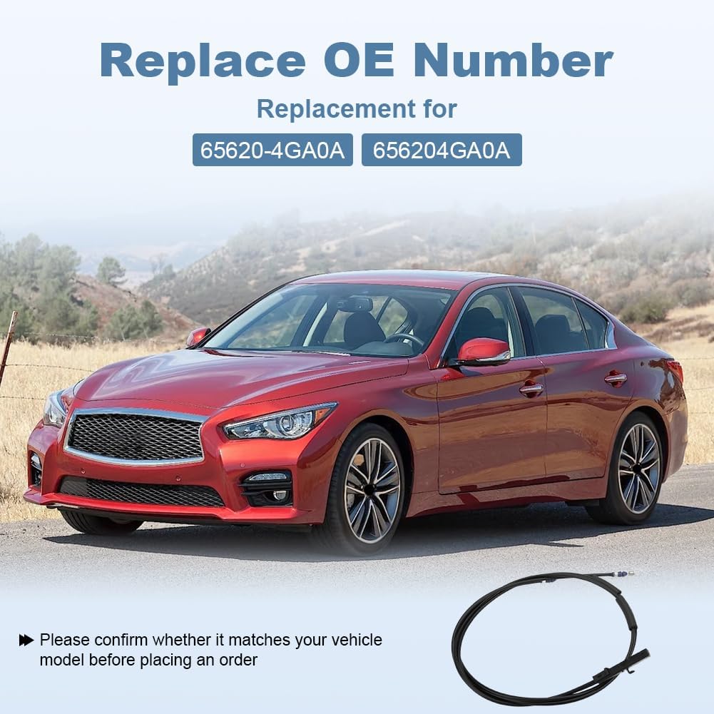 Hood Latch Lock Release Cable Replacement for 65620-4GA0A 656204GA0A Compatible with Infiniti Q50 2014-2018 Infiniti Q60 2017-2018 Hood Lock Control