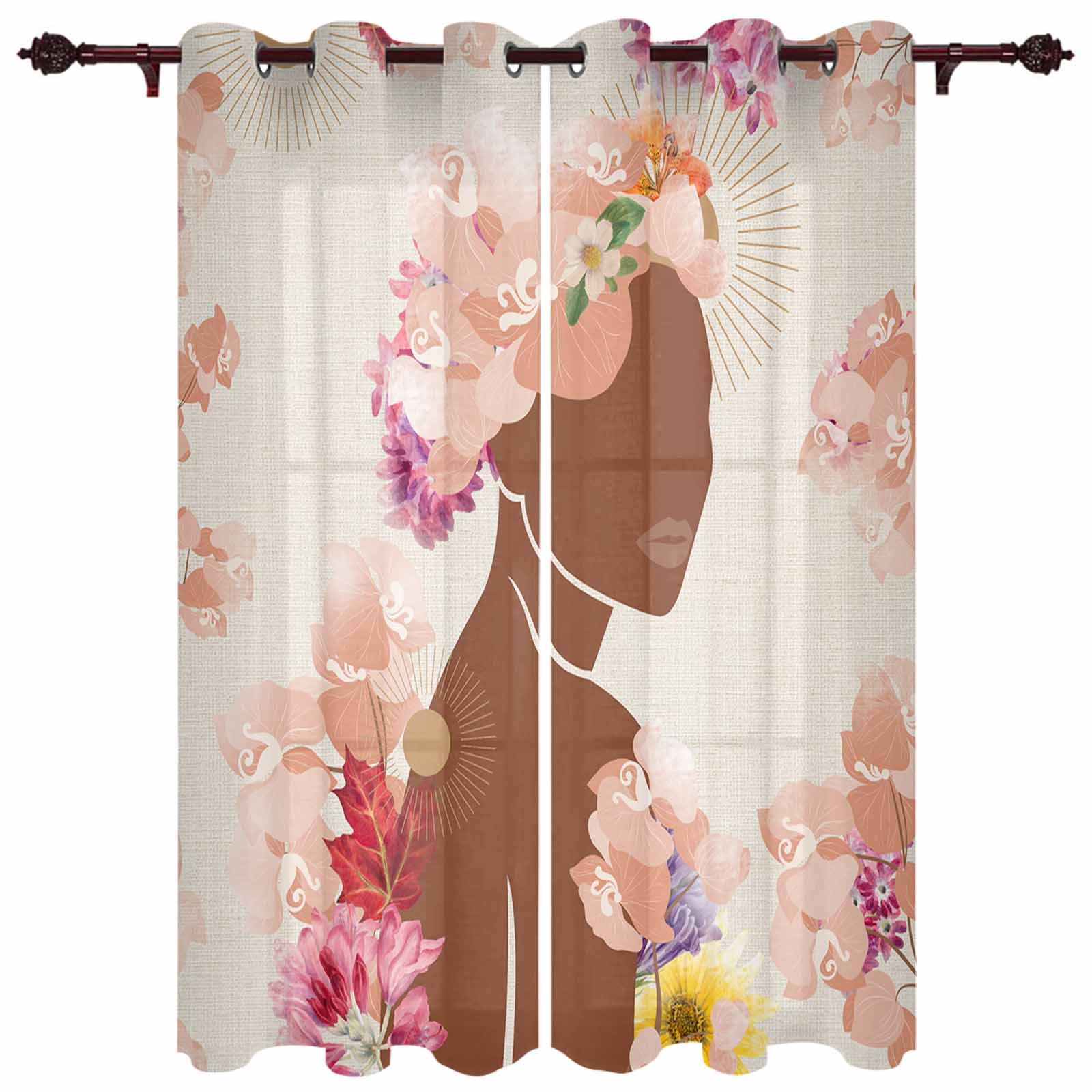 Женщина Волосы Всплеск Чернила Искусство Окна Шторы Гостиная Спальня Оконные Обстановки — фото 12