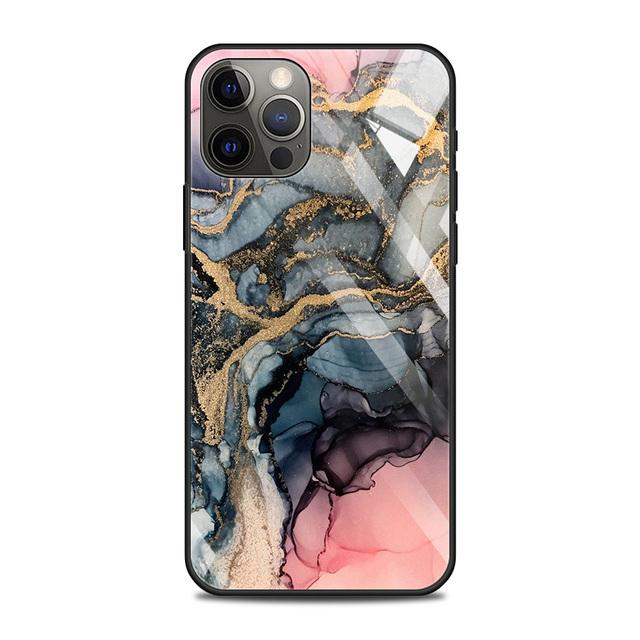 Tempered Glass Case For Iphone 12 11 Pro Max 14 13 12 Mini Fundas X Xr Xs Max 8 7 6s Plus Cover Shell Fundas Colorfull Marble