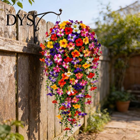 Realistic Artificial Plant Decor 10/16Pcs Hanging Flowers, Faux Morning Glory Vine with Eucalyptus, UV Resistant Greenery for Office Fake Plants