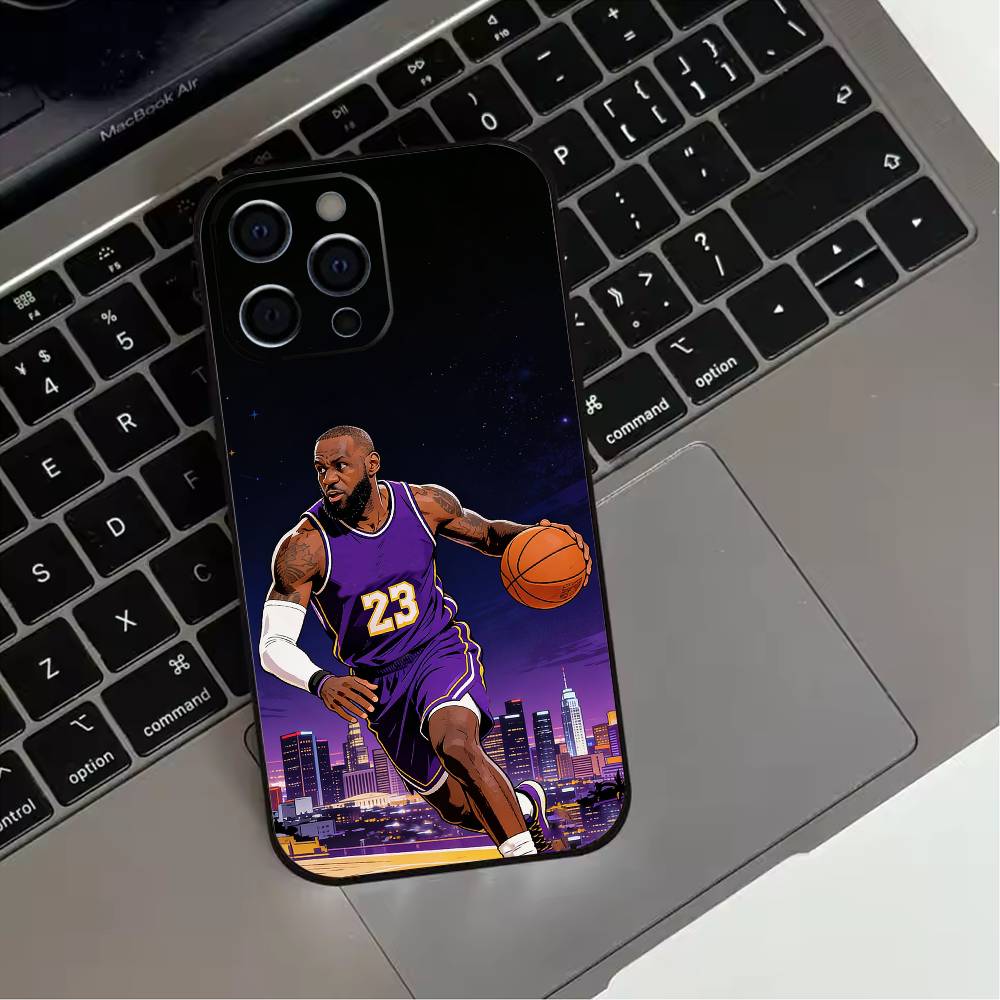 L-Lebron James 23 Phone Case For iPhone 17,16,15,14,13,12,11 Plus,Pro Max,XS,Soft Silicone Black Cover