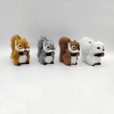 Idealny 1 szt. Sztuczne Zwierzęta Świąteczna Dekoracja Stołu Miniaturowe Figurki Wiewiórek Miniatury Pluszowe Symulacja Ozdoby Wiewiórki