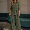 Langermet bluse og bukser for kvinner Uformelt todelt dresssett