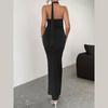 Women Halter Neck Maxi Dress High Slit Bodycon Evening Party Formal Dress
