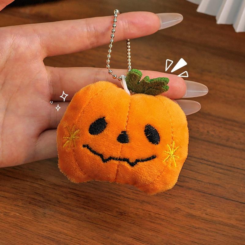 Adorable Halloween Plush Key Ring Soft Pumpkin Ghost Bat Witch Hat Pendant for Women Bag Decor Halloween Gift for Friends