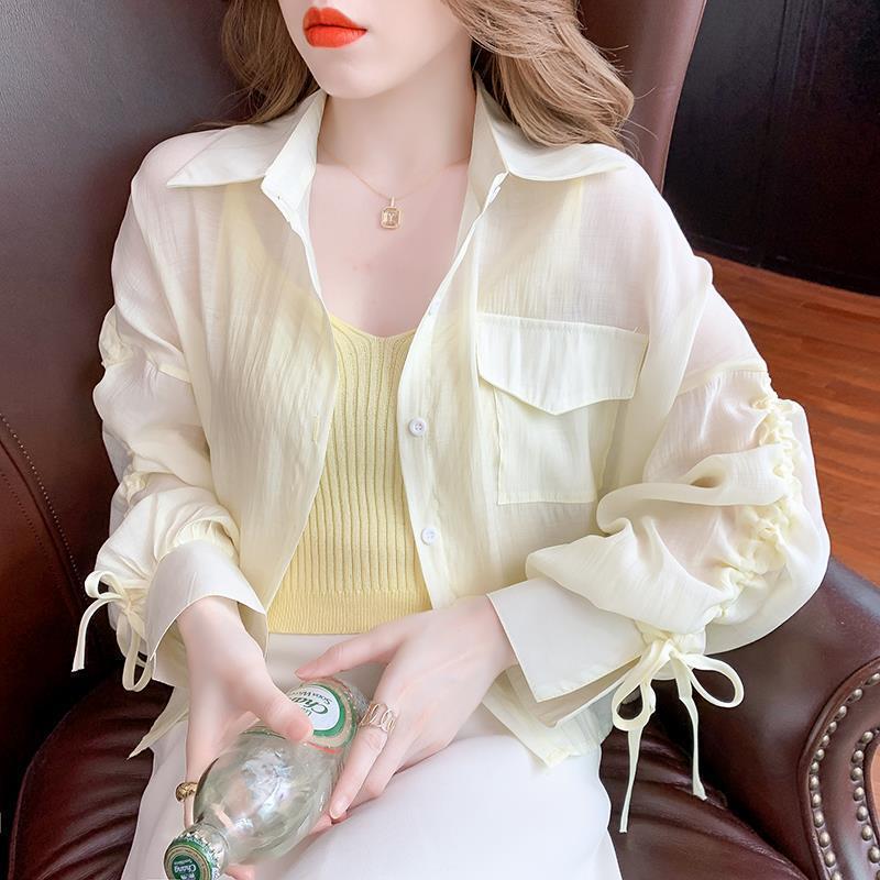 Women's Summer Chiffon Sun Protection Cardigan - Stylish Long Sleeve Drawstring Outerwear 2024