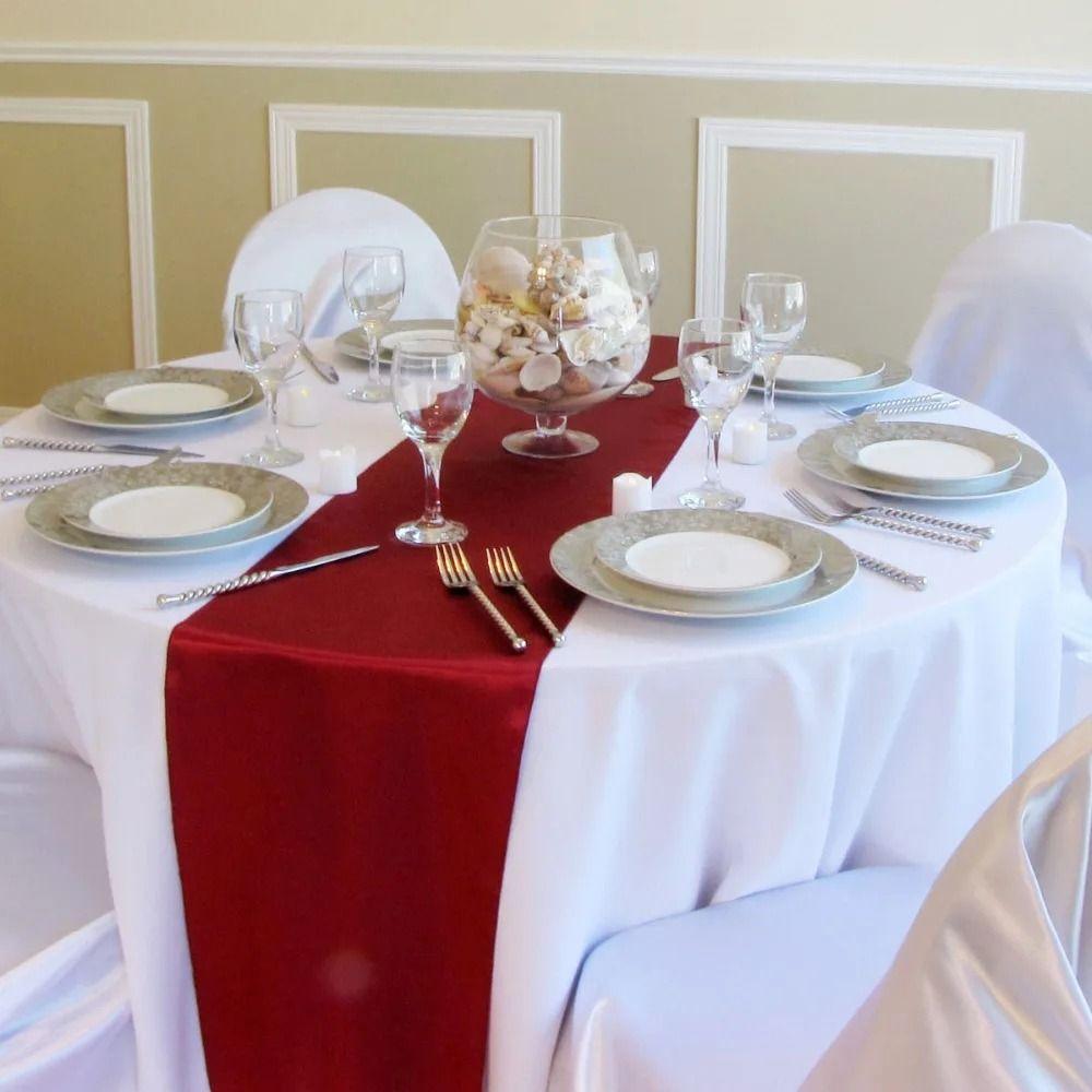 Smooth Satin Table Runner Solid Color Tablecloth Modern Table Cover  Banquet