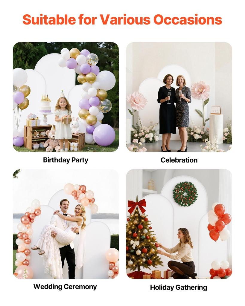 Arch Backdrop Stand, Set of 3, 1.8/1.5/1.2 m, Stable Structure, Easy Assembly, Gold Metal Arch Backdrop Stand with Cover, for Wedding, Birthday Party,