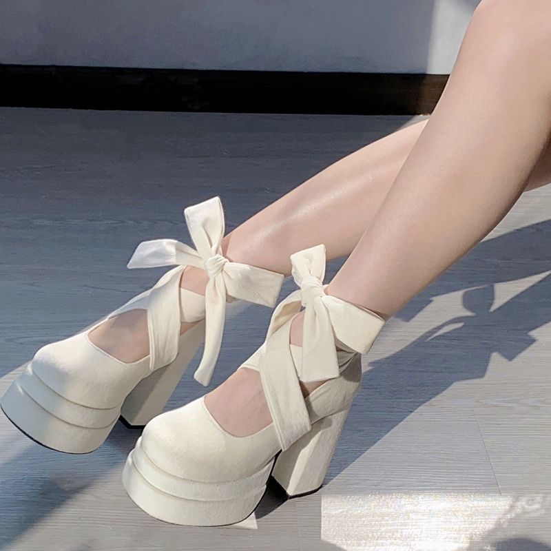 Pantofi Mary Jane cu Platformă pentru Femei, Pantofi cu Toc Gros cu Barete Încrucișate, Eleganți, de Modă, Pantofi cu Toc pentru Doamne