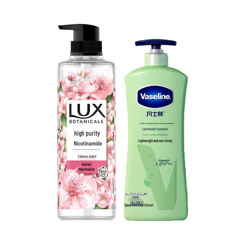 Vaseline Aloe Soothe Lotion & Lux Cherry Blossom Shower Gel Set