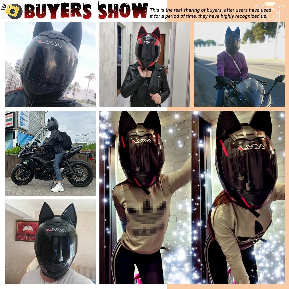 HNJ Motorcycle Helmet Casco Moto Off-road Helmet Removable Cat Ear Four Seasons Breathable Motocross Motorcycle Helmet Men Women