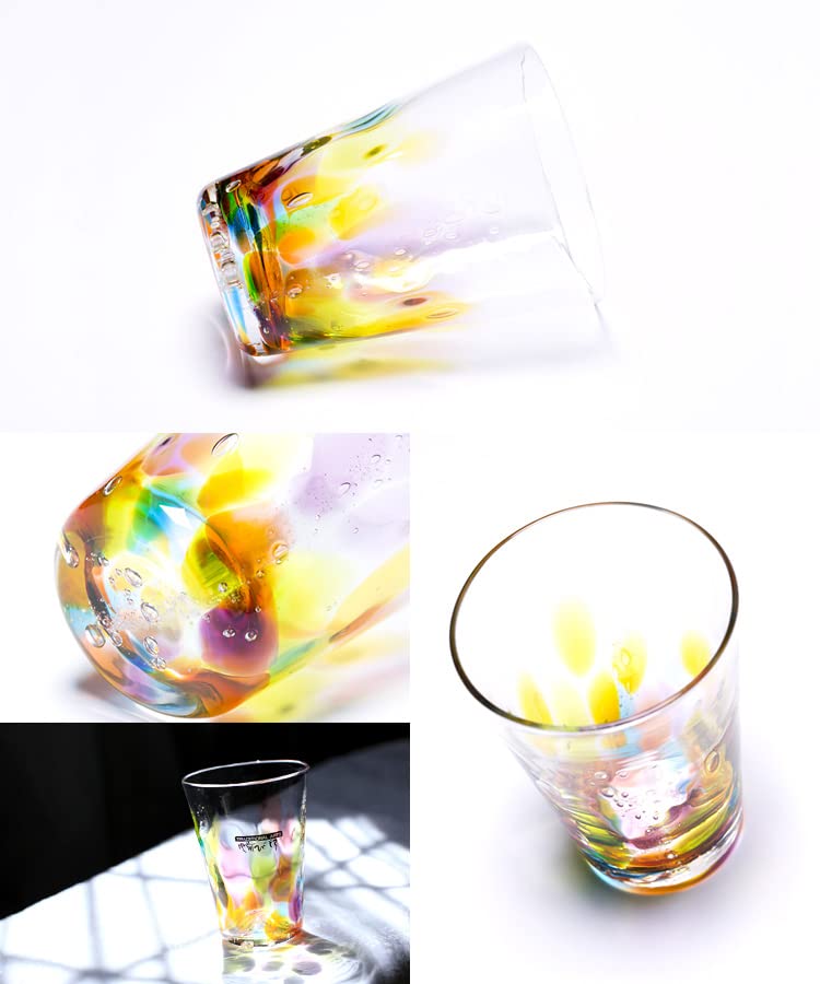 Hizen Bidoro Sake Rainbow Tumbler Made in Japan Gift Glass, [Traditional Craft/Blown Glass/Gift/300ml] (Celebration Present)