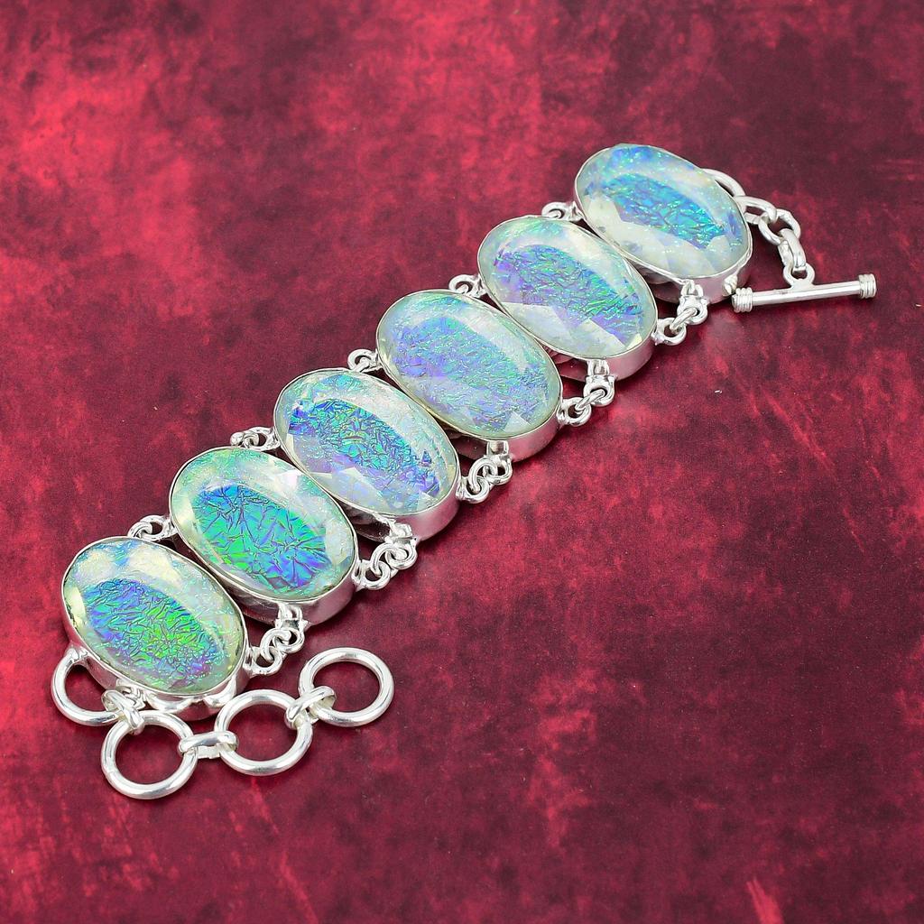 White Triplet Opal 925 Solid Sterling Silver Bracelet, Handmade Gemstone Jewelry, Gifts For Wife Brand New Bracelet