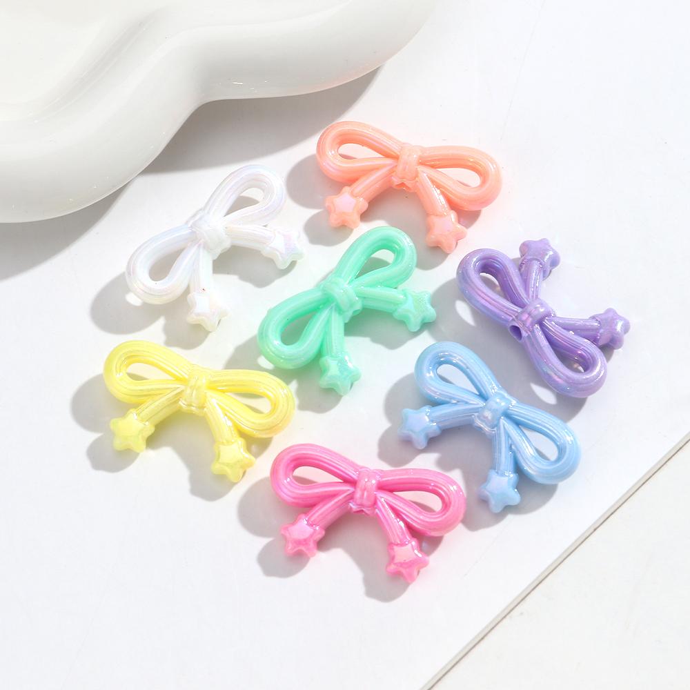 10pcs Colorful Transparent Bowknot Charm Loose Beads Necklace Keychain Pendant Beads Jewelry Making Accessory