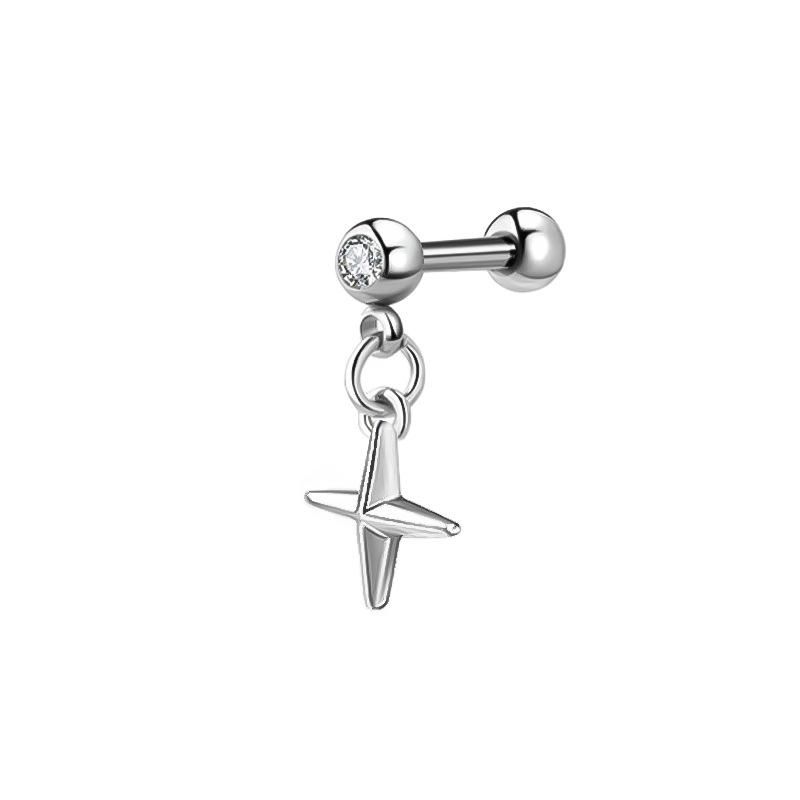 Edelstahl Zirkonia Hantel Knorpelohrringe mit Teufelsteckern, Auf Lager