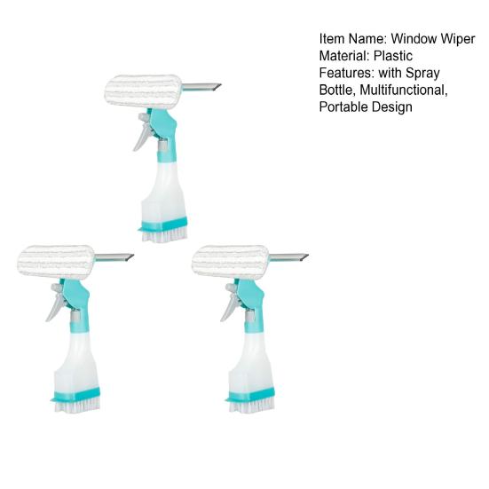 1/2/3Pcs Window Wiper 4-in-1 Glass Cleaner Tool with Spray Bottle Scrubber Scraper Sprayer Multifunctional Window Cleaning Kit