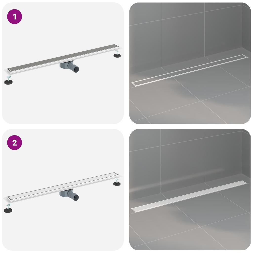2 in 1 Shower Drain with 360 degrees Siphon Silver 100 cm Stainless Steel 304