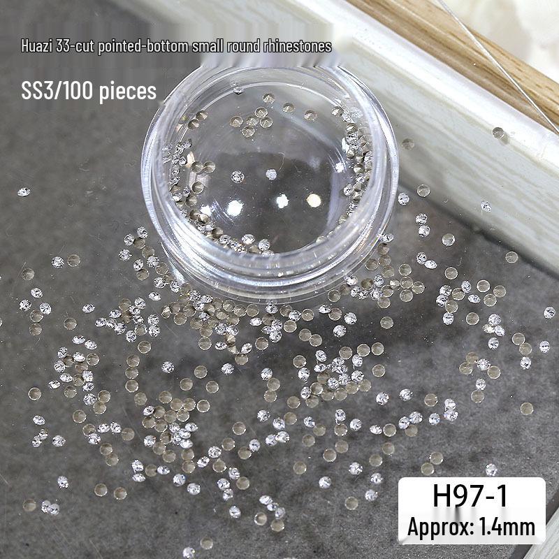 

33-Cut Multi-Faceted Crystal Nail Art Decorations - Pointed Bottom, Round Drill Stones, Stackable Wearable Accessories