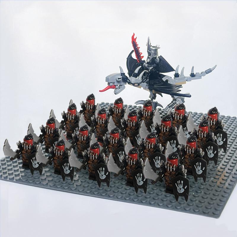 Moc Uruk-hai Strong Orc Army Soldiers with Witch King leader Mini Figure Building Block Set Toys for Children as Birthday gifts